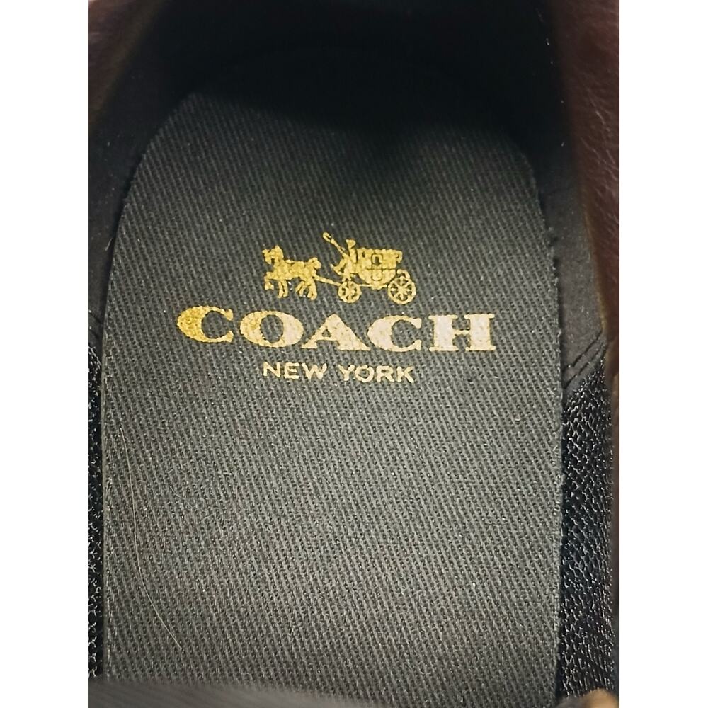 Coach (10M) Womens Khaki Sunset Red Leather Rebecca Sneakers - Picture 7 of 9